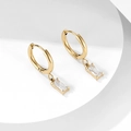 Minimalistische Gold-Creolen mit rechteckigen Zirkonia-Anhängern für Damen im Vintage-Stil - Gold + Weißer Zirkonia