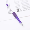 Sparkling purple DIY beadable pen with crystal rhinestones for creative craft office gifts - Black Ink / Fluorescent Purple