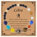 Libra zodiac constellation bracelet with mixed natural stone beads and gold star charm - Libra-Elastic Style