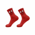Lustige rote Tennissocken mit Cartoon-Gesicht Grafik für Sport und Freizeit - Rot (Lustiger Ausdruck)