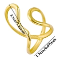 Detailed size measurement of the gold irregular wavy open ring showing dimensions - Gold