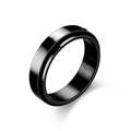 Minimalist rotating titanium steel ring with black sandblasted finish and polished edges - US 5 / Black Blank Spinner Ring