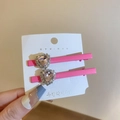 Pink heart crystal hair clips with metallic finish on a white jewelry card - 15# Rose Pink Single Heart Hair Clip