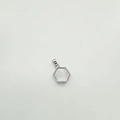 Silver hexagon pendant with white shell heart inlay and polished metal finish - Hexagon - Silver (White Shell)