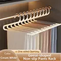 Goose-neck non-slip pants hanger in creamy white finish with open-side storage design - Pack of 30 (Gooseneck) / Off White