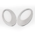 Silver teardrop hollow stainless steel earrings with polished finish on white background - Oval Teardrop Hollow Pendant 25mmx39mm