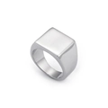 Minimalist silver polished square signet ring made of durable stainless steel - US 7 / Square Steel Color(KR48022-K)