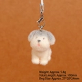 White and grey flocked resin dog charm with metal keychain for bags and accessories - Schnauzer