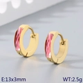 Minimalist gold titanium earrings with rectangular pink zircon, size 13x3mm - Gold Base with Light Pink Stone (KE118299-TGD)