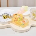 Yellow car-shaped resin keychain with glitter, gold ring and gradient silicone strap - Silicone Strap Car Style / Yellow