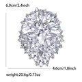 Exaggerated silver crystal flower brooch for women suits with size dimensions - Silver White Rhinestone
