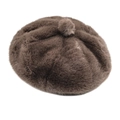 Winter plush beret for women in dark brown with fuzzy texture and decorative pompom topper - M(56-58cm) / Coffee