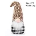 Detail of Christmas gnome with knitted brown hat, white plush beard and checkered pattern - Brown