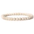 Minimalistisches 6mm Weiß-Türkis Naturstein Perlenarmband für Damen elastisch - Weißer Howlith