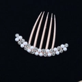 Golden alloy hair comb accessory with two rows of white pearls and sparkling rhinestones - Silver Pearl Rhinestone