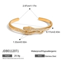 Gold 18K stainless steel snake bangle with cubic zirconia crystals and size dimensions - Snake Head Open Bangle JDB0112071