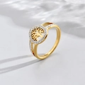 Anello Albero della Vita dorato con cristalli brillanti e design a fascia divisa - US 7 / Oro (Stile Albero della Vita 1)