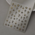 Gothic 3D embossed nail art sticker Co-509 featuring golden crosses and fleur-de-lis - Gothic Cross Fleur-de-Lis Gold (CO-509 Gold Stamping)