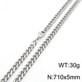 Classic silver titanium steel Cuban chain necklace, 5mm width and 710mm length for unisex - 5mm*710mm(KN233051-ZZ)