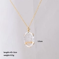 Detail view of gold tarot necklace with skeleton crystal pendant and size dimensions - Death