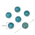 Blue pumpkin beads with gold stripes in 12mm size for DIY vintage jewelry making - #16 Watermelon Bead 20pcs/pack