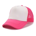 Detail of breathable pink mesh trucker hat with white foam panel and curved brim - One Size / Rose Red+White