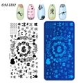 Rectangle nail art stamping plate OM-H02 with bow, floral and lace pattern designs - Bowknot and Lace Style (OM-H02)