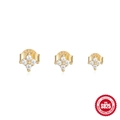 Elegant S925 sterling silver gold flower stud earrings set with white zircon stones - Four-Petal Flower (#4) / Gold