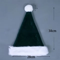 Dark green plush Christmas hat with white faux fur pompom and wide fluffy trim - Haipai Fur Trim Kids / Dark Green