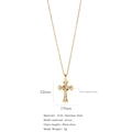 Gold stainless steel cross necklace with colorful zircon stones and dimensions - Cross G06