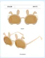 Cute bunny ear kids sunglasses in creamy white finish with brown UV lenses - Off White