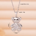 Silver bear necklace variant featuring heart-shaped zircon and 40+5cm chain length - Silver Bear with White Heart (2726)