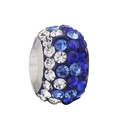 Sparkling large-hole charm bead with blue and white crystals for DIY bracelets - Blue White Full Pavé Charm (#34) / Blue White Silver