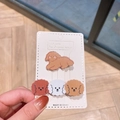 Cute brown and white cartoon poodle acrylic hair clips set for girls and kids - Brown Poodle & Multi-colored Poodle Heads