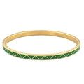 4mm gold titanium steel bangle featuring vibrant green triangle enamel and hinge clasp - Gold Dark Green