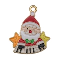 Ciondolo natalizio in smalto con Babbo Natale che suona il piano colorato - Babbo Natale al Piano (19578) / 1 Pezzo/Confezione (24x21mm)