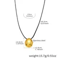 Golden egg-shaped geometric pendant on a minimalist black cord stainless steel necklace - Waterdrop Pull-string Long Necklace (93cm) / Gold (P211)