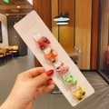 Set of 5 colorful cartoon fruit and animal elastic hair ties on a display card - 3D Watermelon Carrot Style (27#) / 10 Pieces Pack