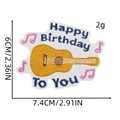 Écusson guitare brodé Joyeux Anniversaire, application thermocollante de 6x7,4cm - Patch de Fête 8# (Guitare)