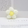 Handmade white and yellow crochet milk cotton flower accessory for DIY hair and bag decor - White
