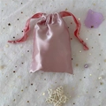 Pink satin drawstring pouch for jewelry storage on elegant white starry mesh background - 15.5*11.5 / Lotus root pink