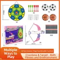 Set tiro con l'arco 4-in-1 per bambini con balestra viola e bersaglio calcio 60cm - Set Bersaglio Calcio e Balestra Rosa 4-in-1