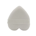 White heart-shaped flocking powder puff with soft velvet texture and silk ribbon handle - White