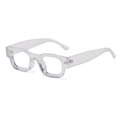 Modern thick square frame sunglasses in clear transparent finish with wide temples - Transparent Grey Anti-Blue Light