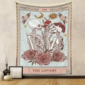 Detail of The Lovers tarot tapestry with LED lights in a cozy boho room decor setting - 73X95CM (Cross-border Brushed) / Multicolor Tarot Lovers