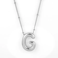 Polished silver puffy balloon letter G pendant necklace with metallic mirror finish - Silver - G