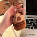 Plush brown Capybara coin purse keychain accessory with lanyard for bags, 10x6.5cm size - Capybara Plush Earphone Case Purse
