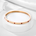 Elegantly crafted 18k rose gold plated stainless steel bangle set with red zircons - 4mm / Rose Gold-Red Zirconia