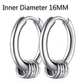 Hip-Hop Silberne Creolen für Herren mit vier kleinen Anhängerringen, 16mm Innendurchmesser - 16mm / Silber