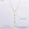 18k gold plated stainless steel Y-shaped heart necklace with diamond accents, XL31207 - Heart Long Bar Tassel Style (XL31207)